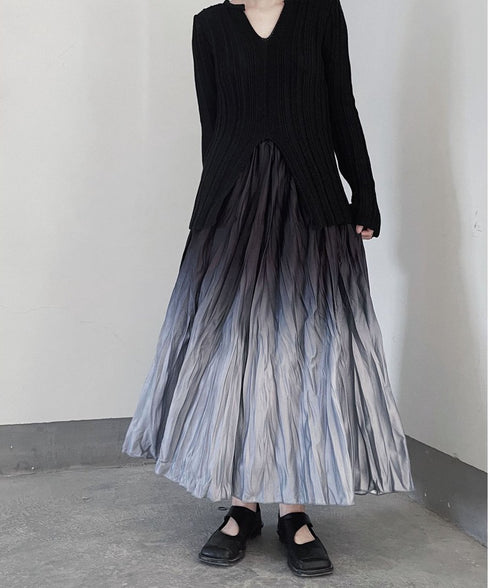 Gradient Wrinkled Skirt